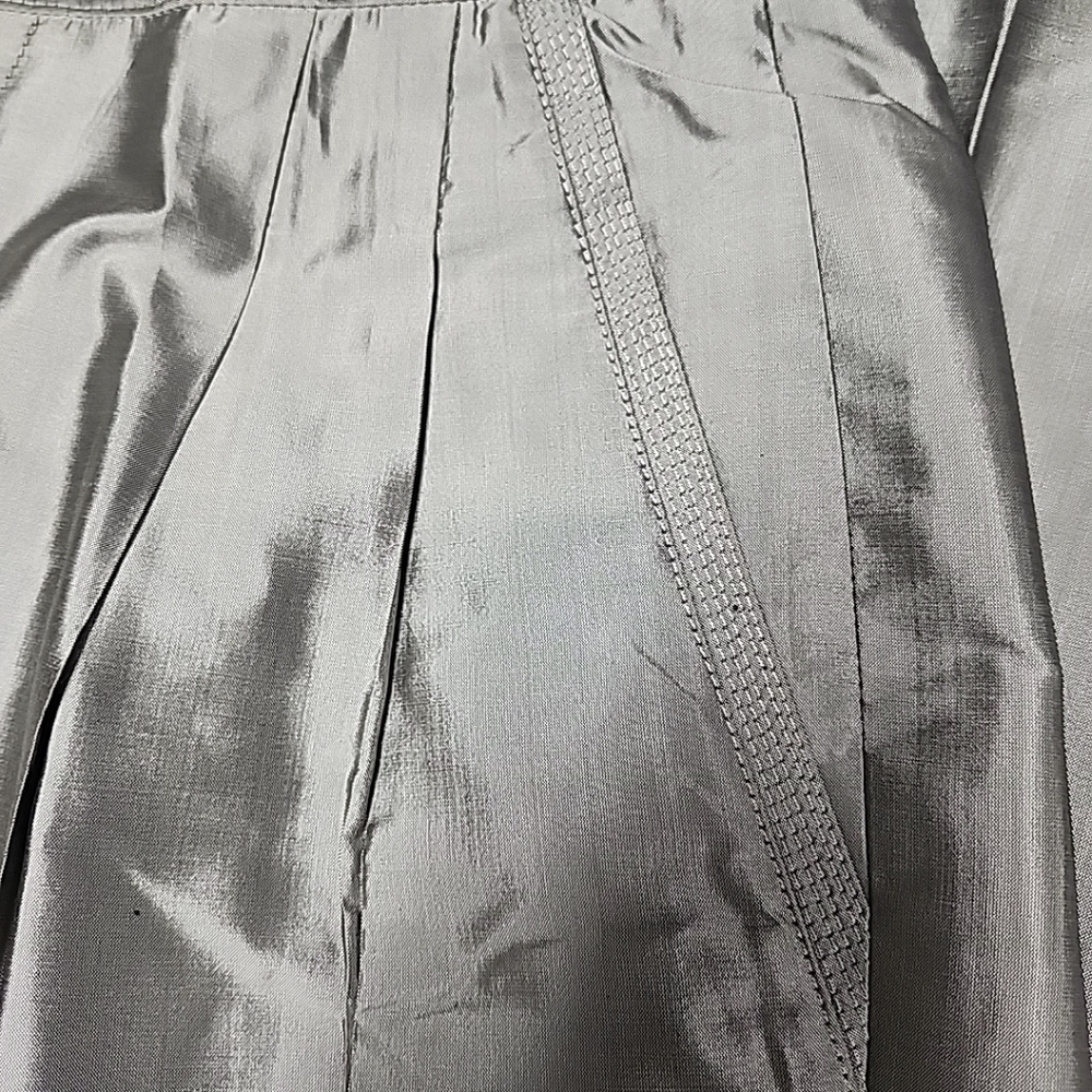 J.S. Thai 100% Silk Womens 2-Piece Set Handmade Plaid Shirt & Pants Silver Sz P - Picture 13 of 16